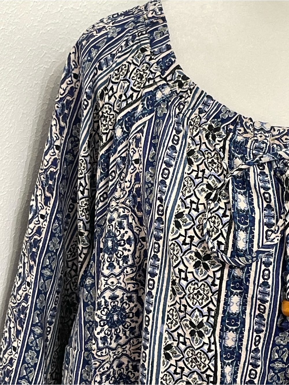 EC Naïf Blue and White Boho Printed Tunic Dress Plus Size 3X - Picture 9 of 14